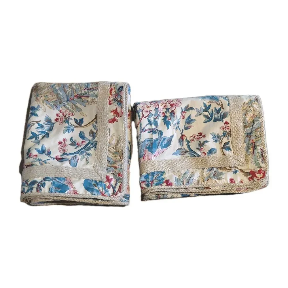 Ralph Lauren Tangier TWO Shams Jute Trim Tan Floral Design 23